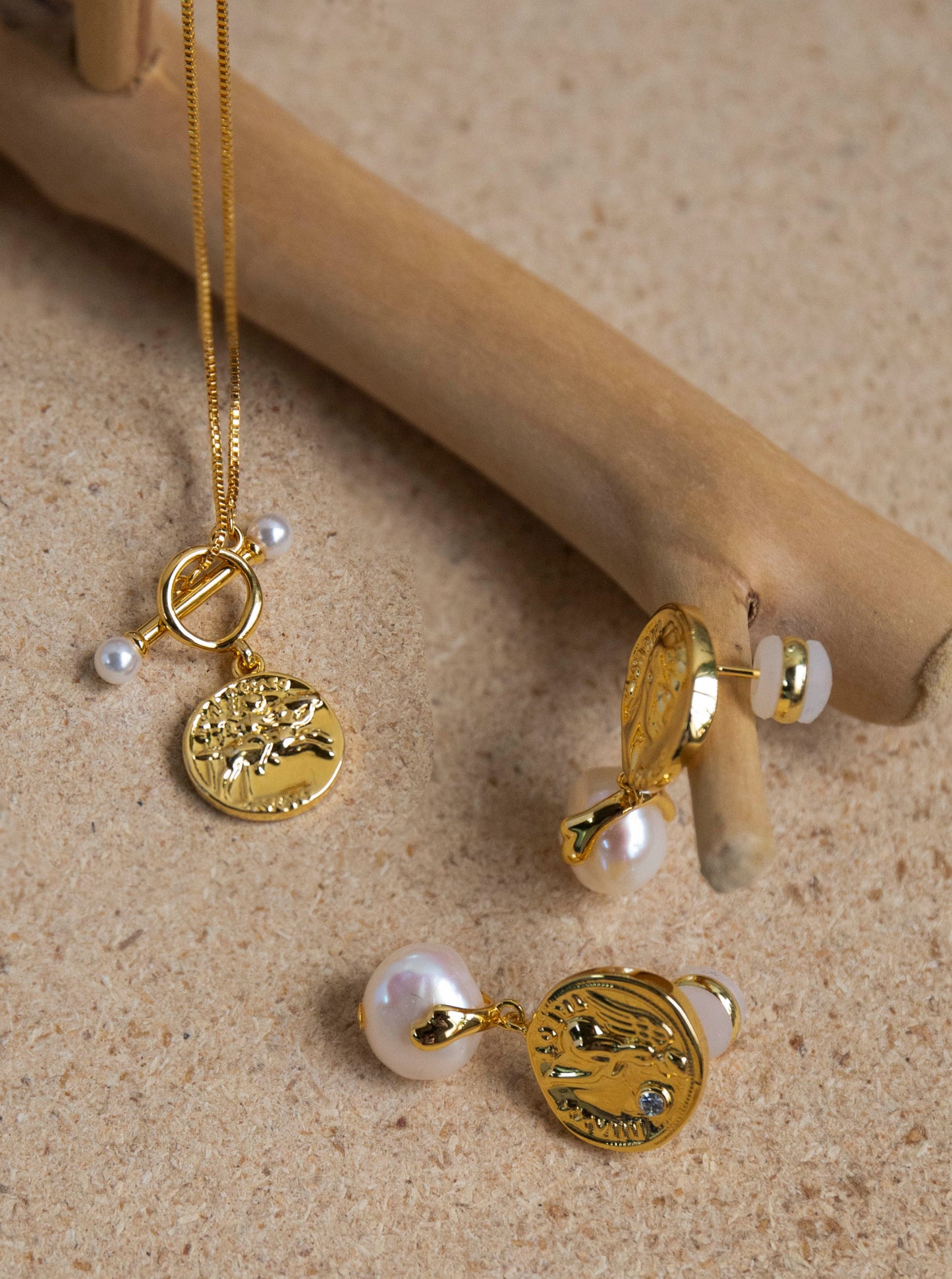 Ancient Coin and Pearl Necklace
