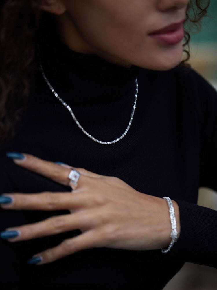 Square-cut Silver Necklace