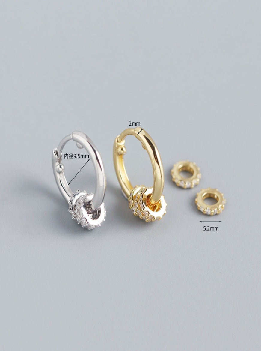 18K detachable Circular Hoops