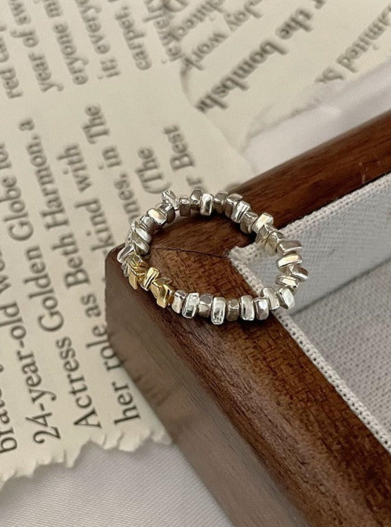 18K Irregular Cut Silver Ring