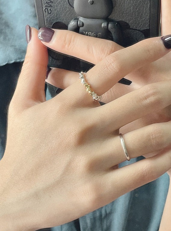 18K Irregular Cut Silver Ring