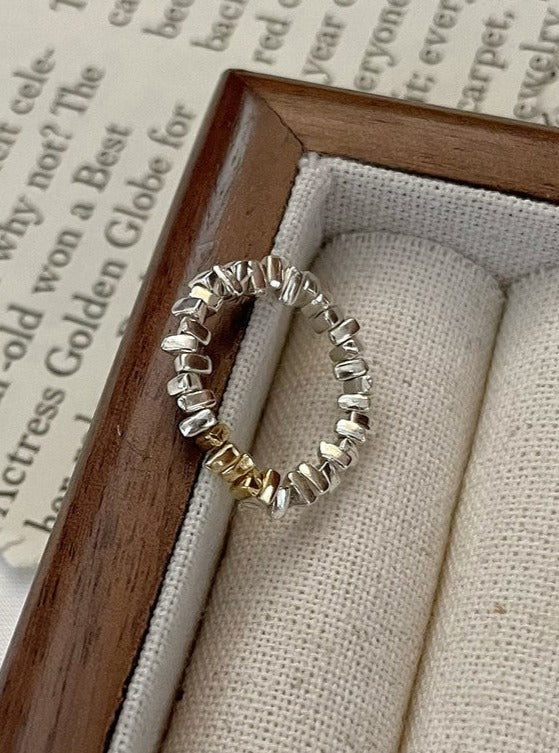 18K Irregular Cut Silver Ring