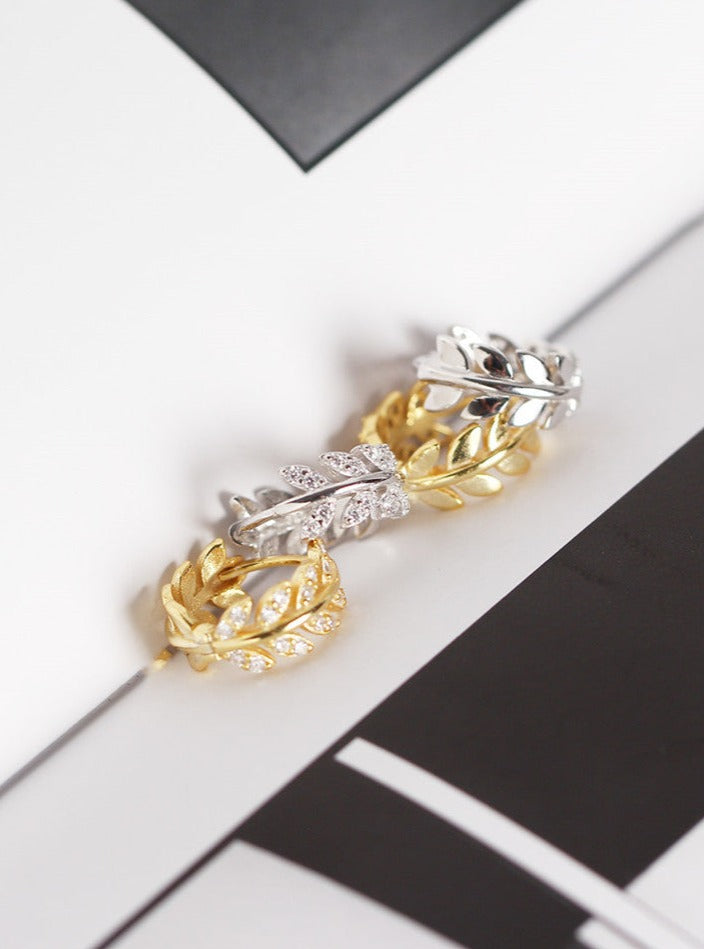 Olive Leaf Zircon Hoops