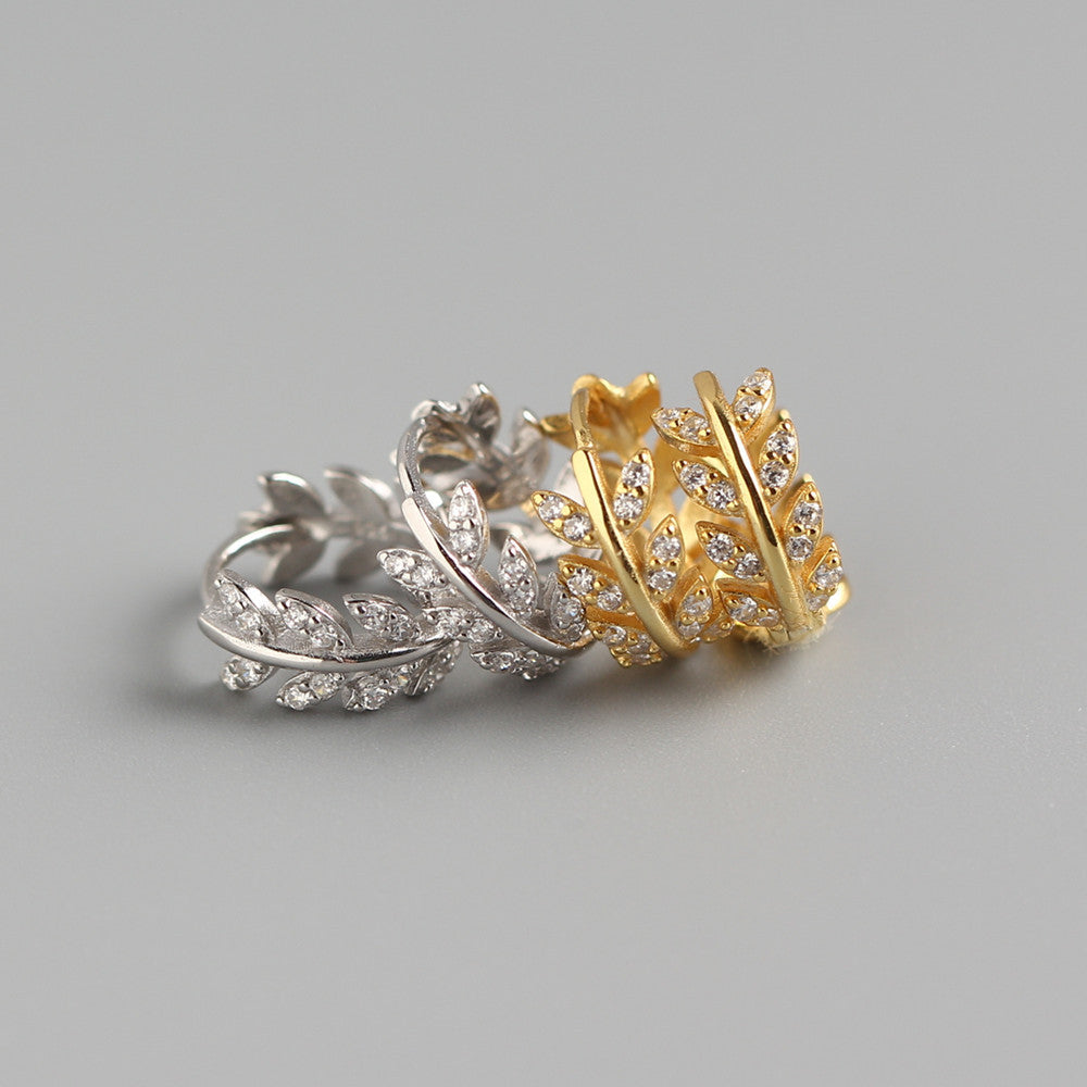 Olive Leaf Zircon Hoops