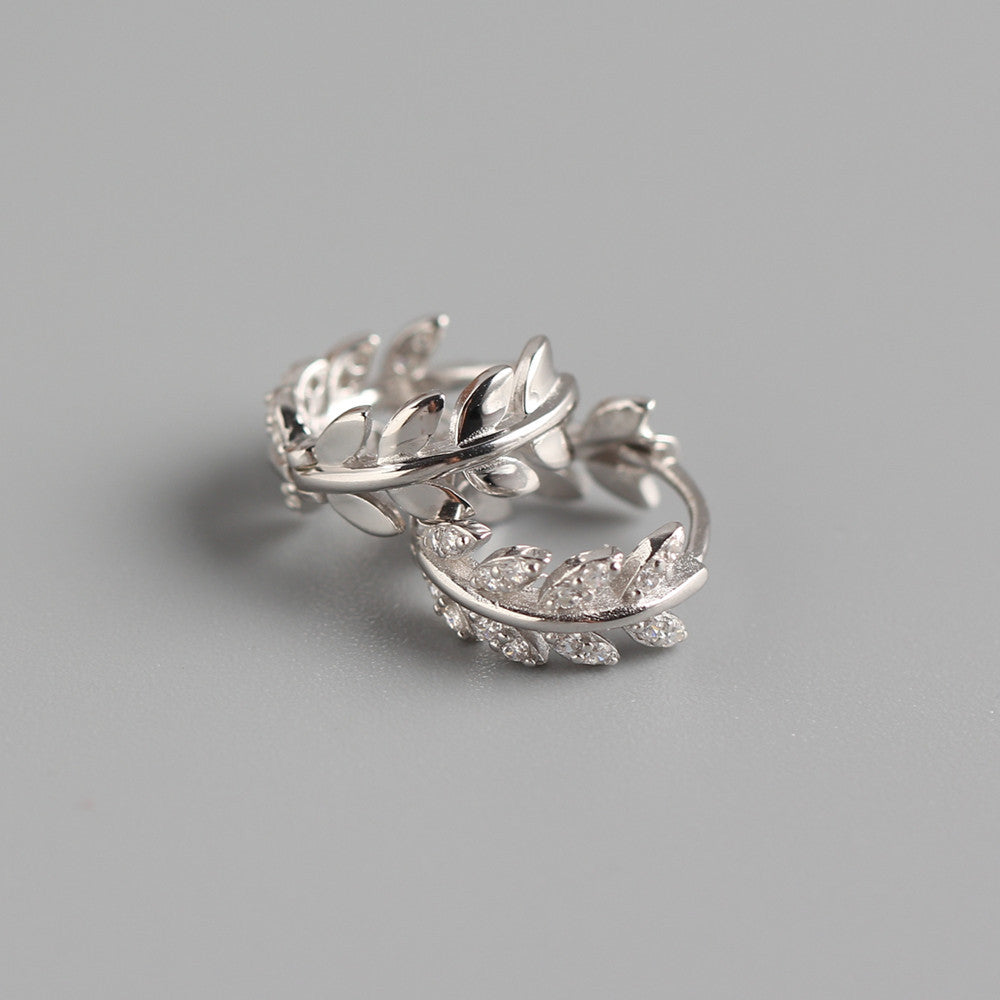 Olive Leaf Zircon Hoops