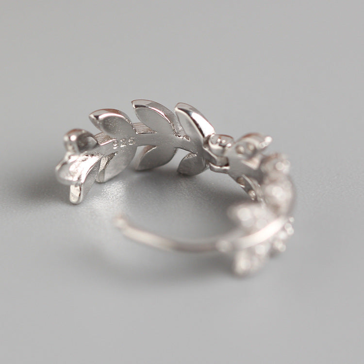 Olive Leaf Zircon Hoops
