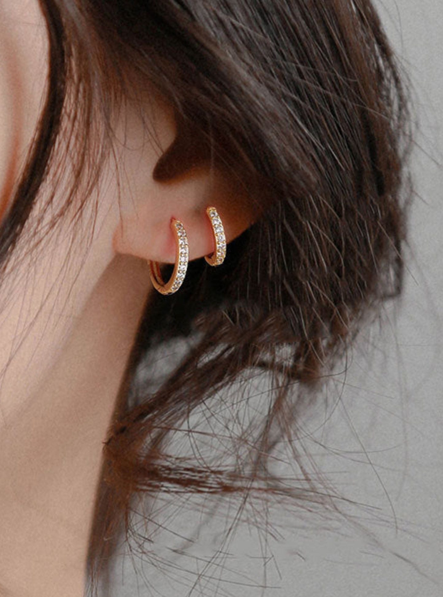 Small and Dainty Zircons Silver Hoops