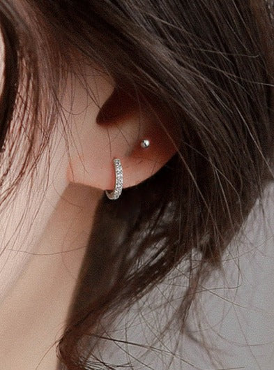 Small and Dainty Zircons Silver Hoops