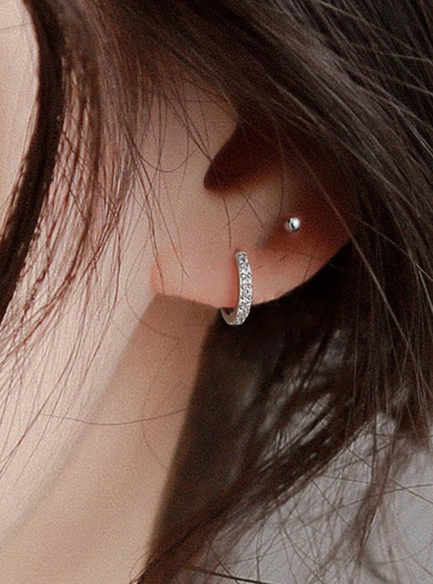 Small and Dainty Zircons Silver Hoops