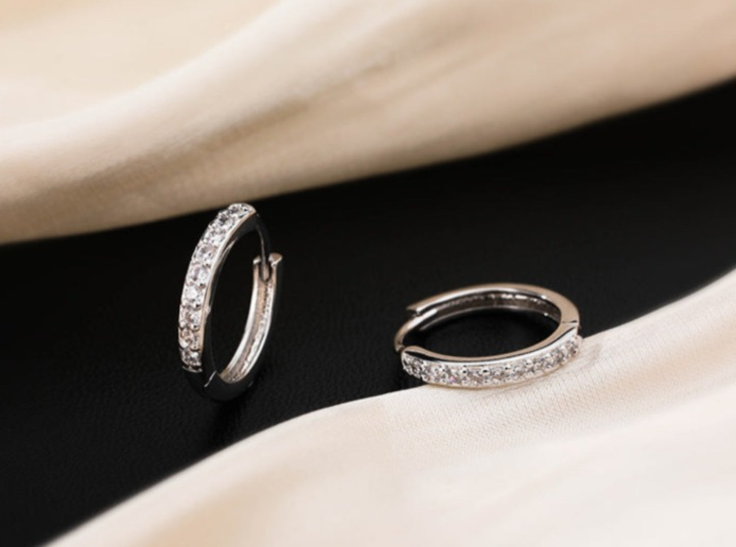 Small and Dainty Zircons Silver Hoops