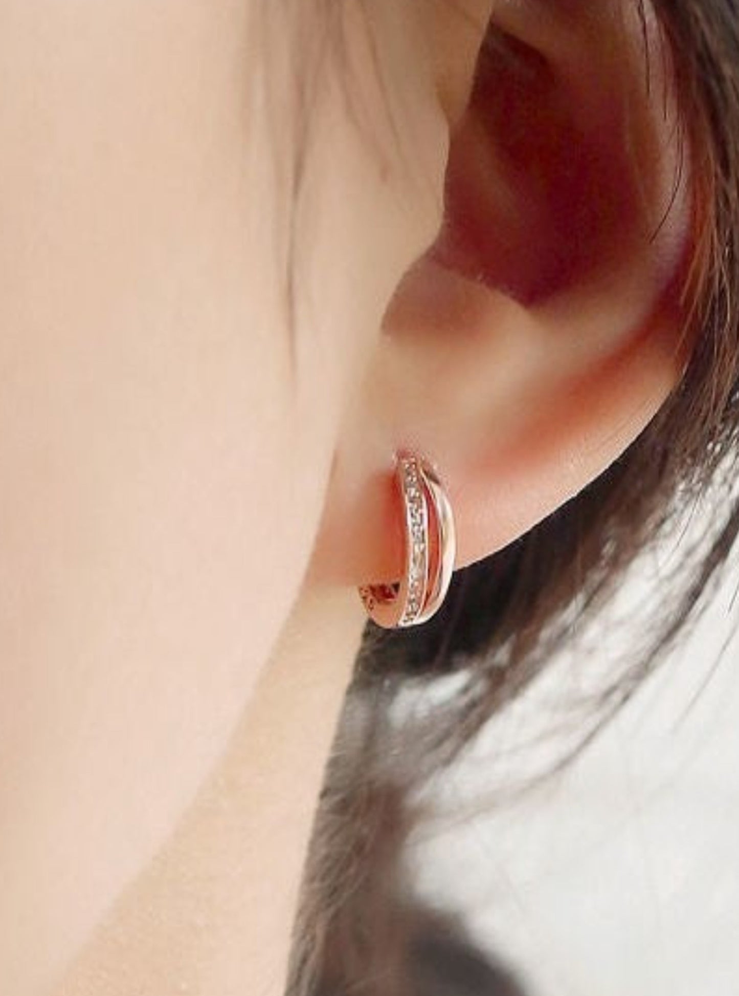Two Layer Small Silver Hoops