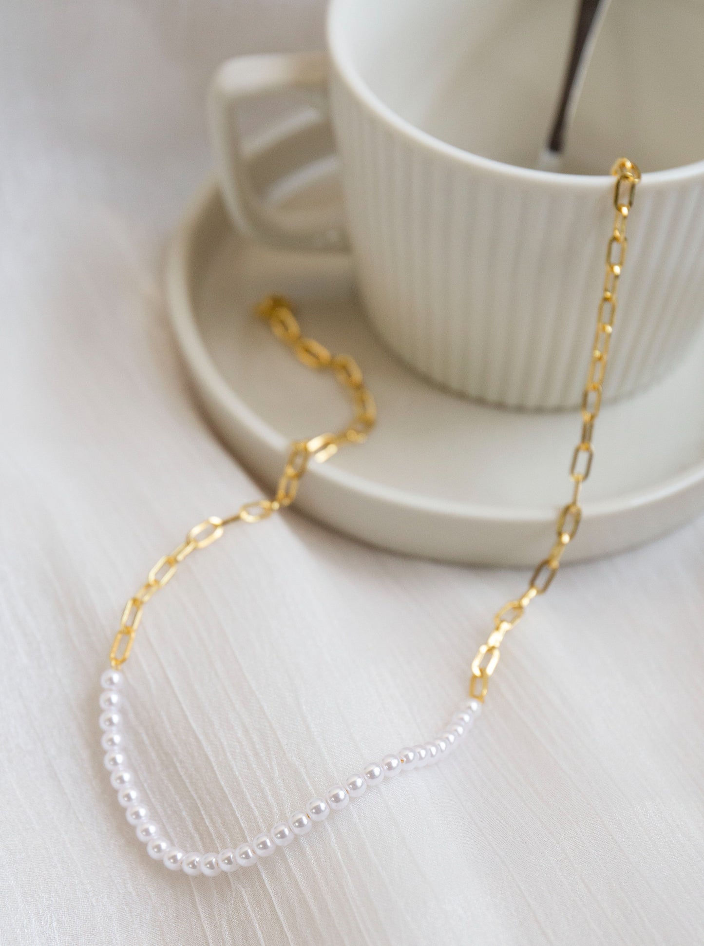 18K Chain and Pearl Necklace