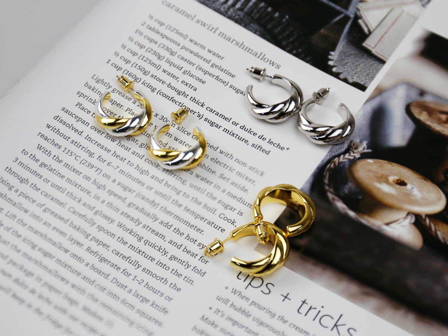 18K Twisted Braided Ear Hoops