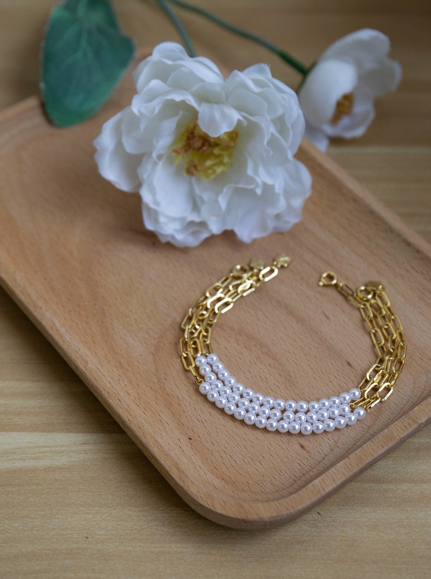 18K Chain and Pearl Bracelet