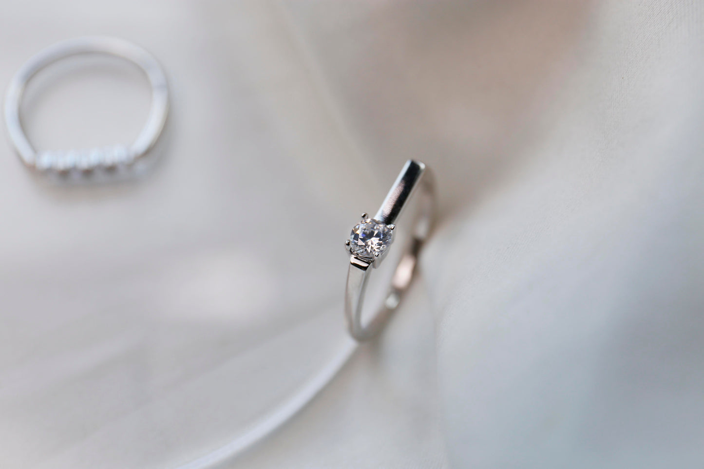 18K Gold Minimalist Zircon Ring Set