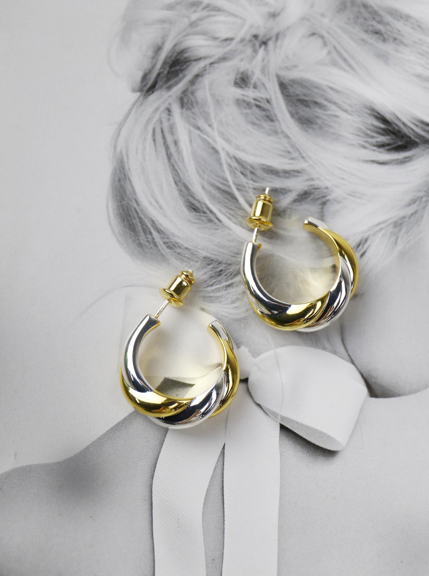 18K Twisted Braided Ear Hoops