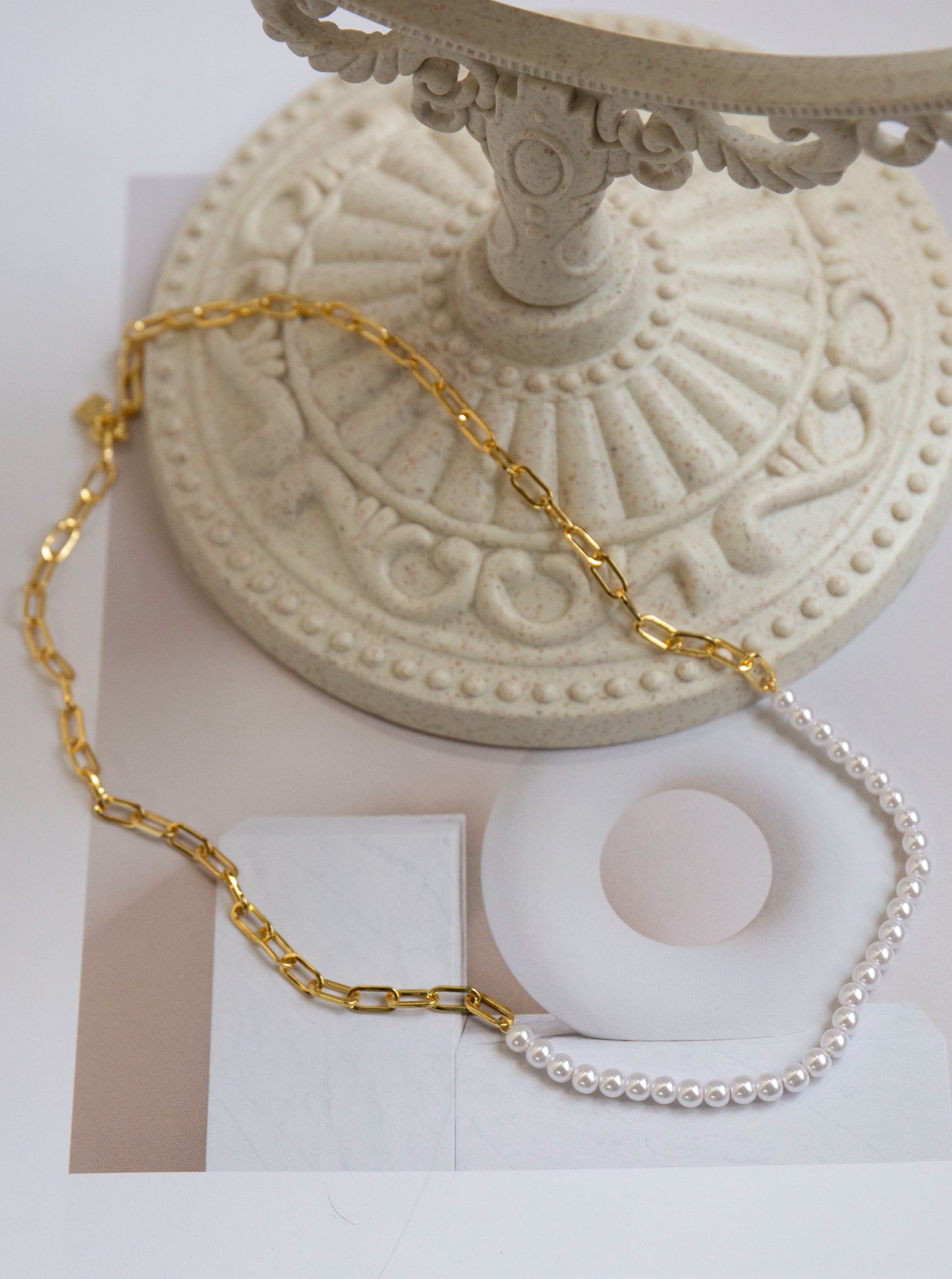 18K Chain and Pearl Necklace