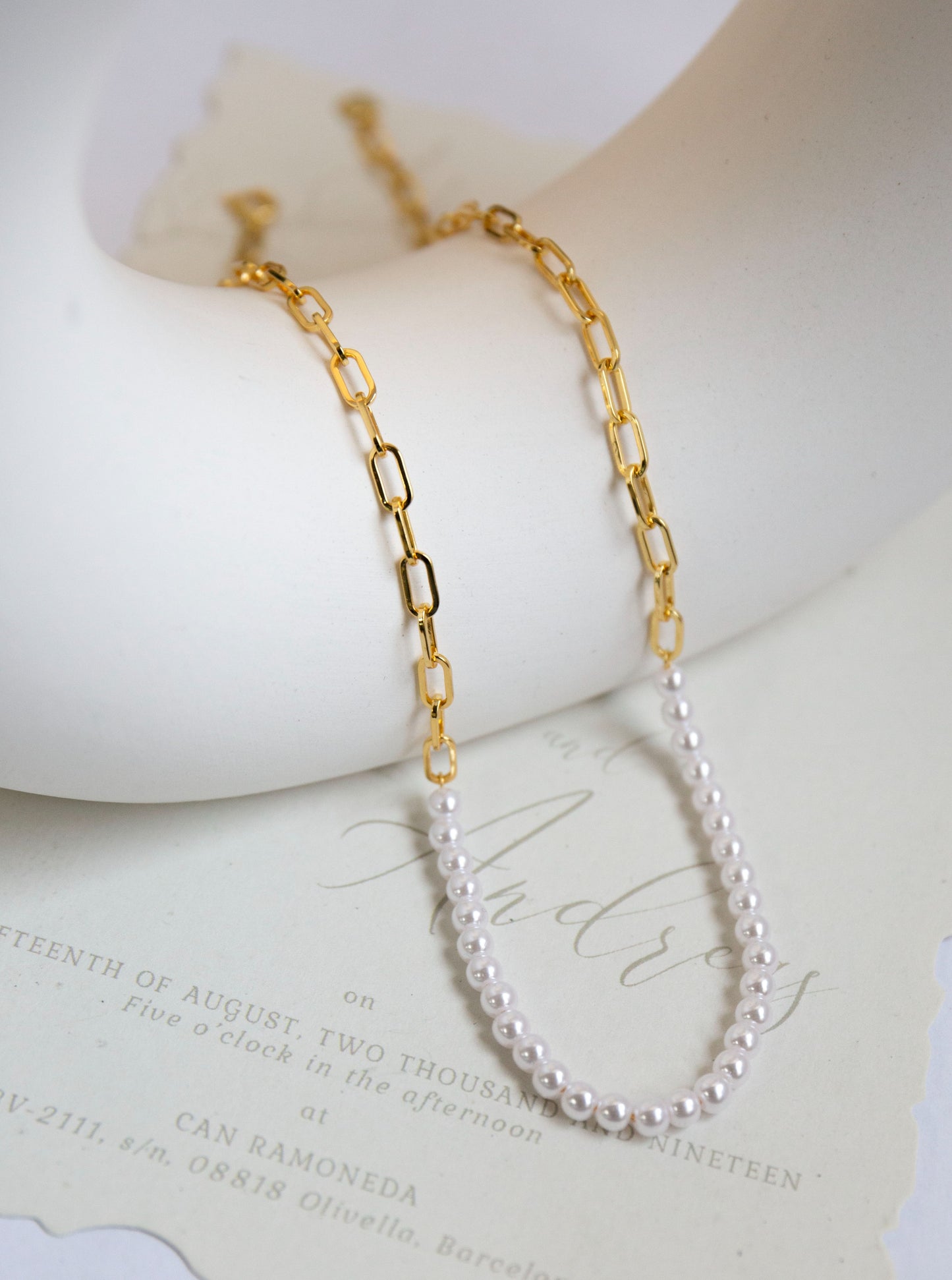 18K Chain and Pearl Necklace