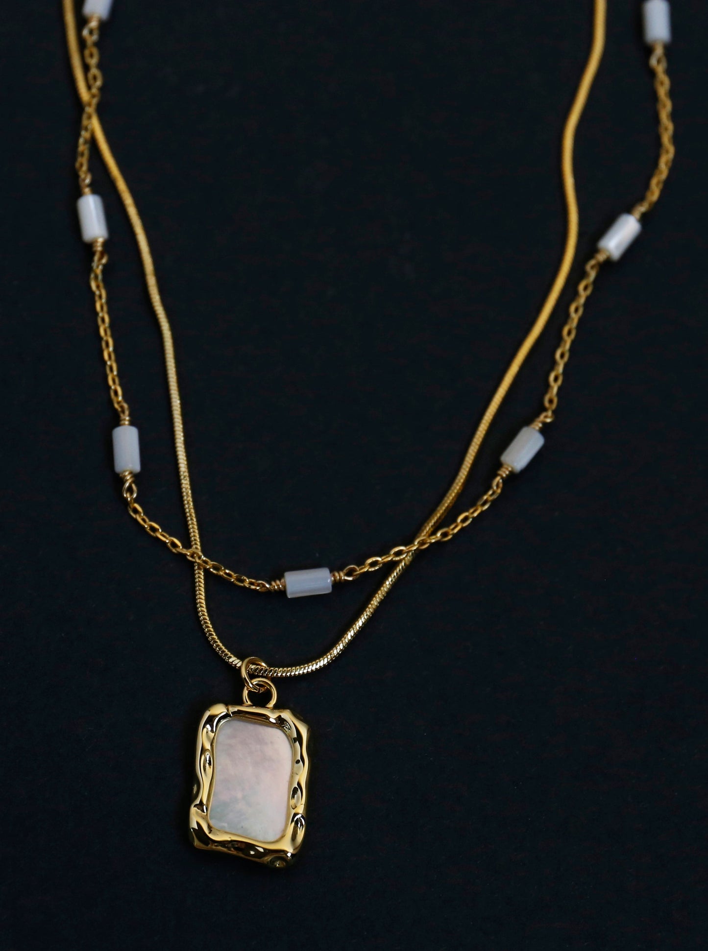 18K Irregular Square Mother of Pearl Necklace