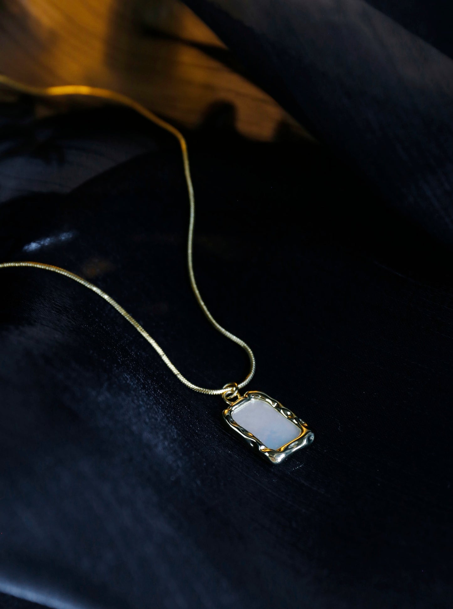18K Irregular Square Mother of Pearl Necklace