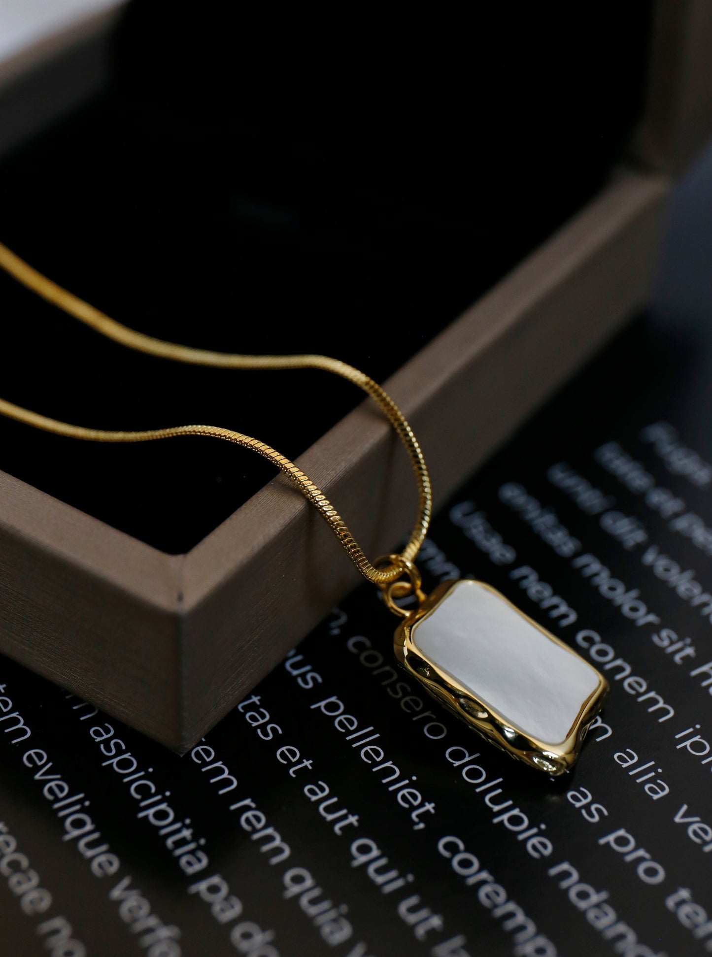18K Irregular Square Mother of Pearl Necklace