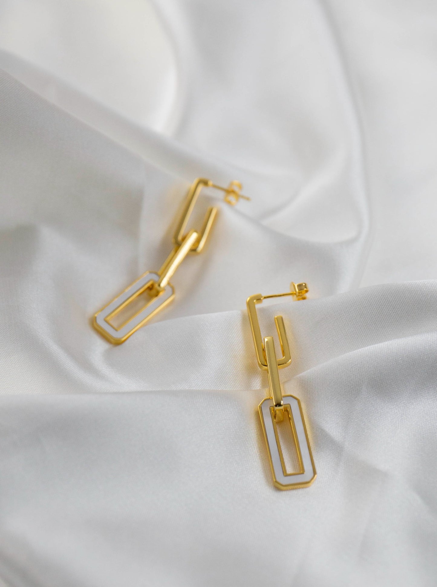 18K Classic Triple Hoop White Pearl Clasp Hoops.