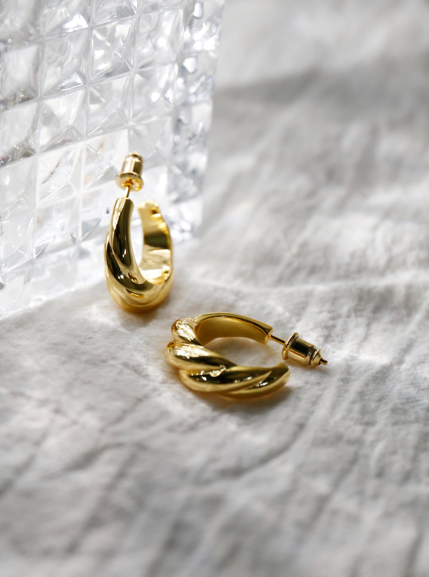 18K Twisted Braided Ear Hoops