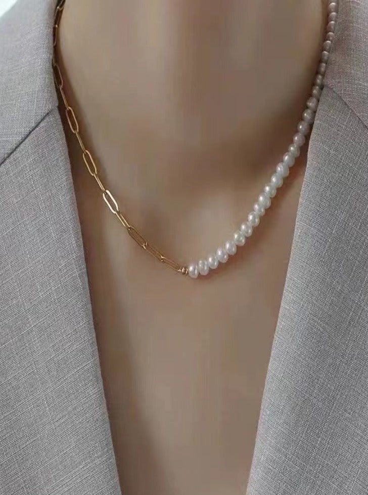 18K Chain and Pearl Necklace