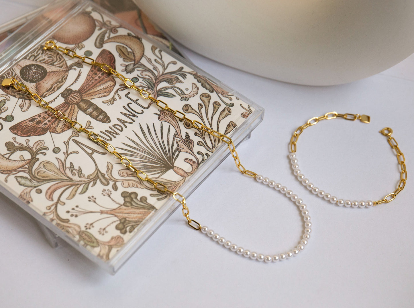 18K Chain and Pearl Bracelet
