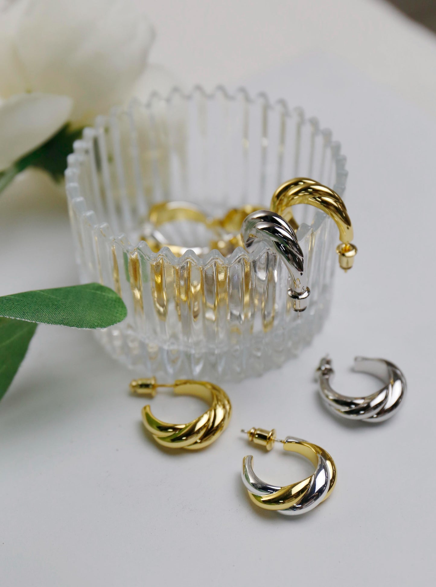 18K Twisted Braided Ear Hoops