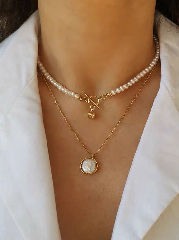 18K Golden Double-sided Baroque necklace