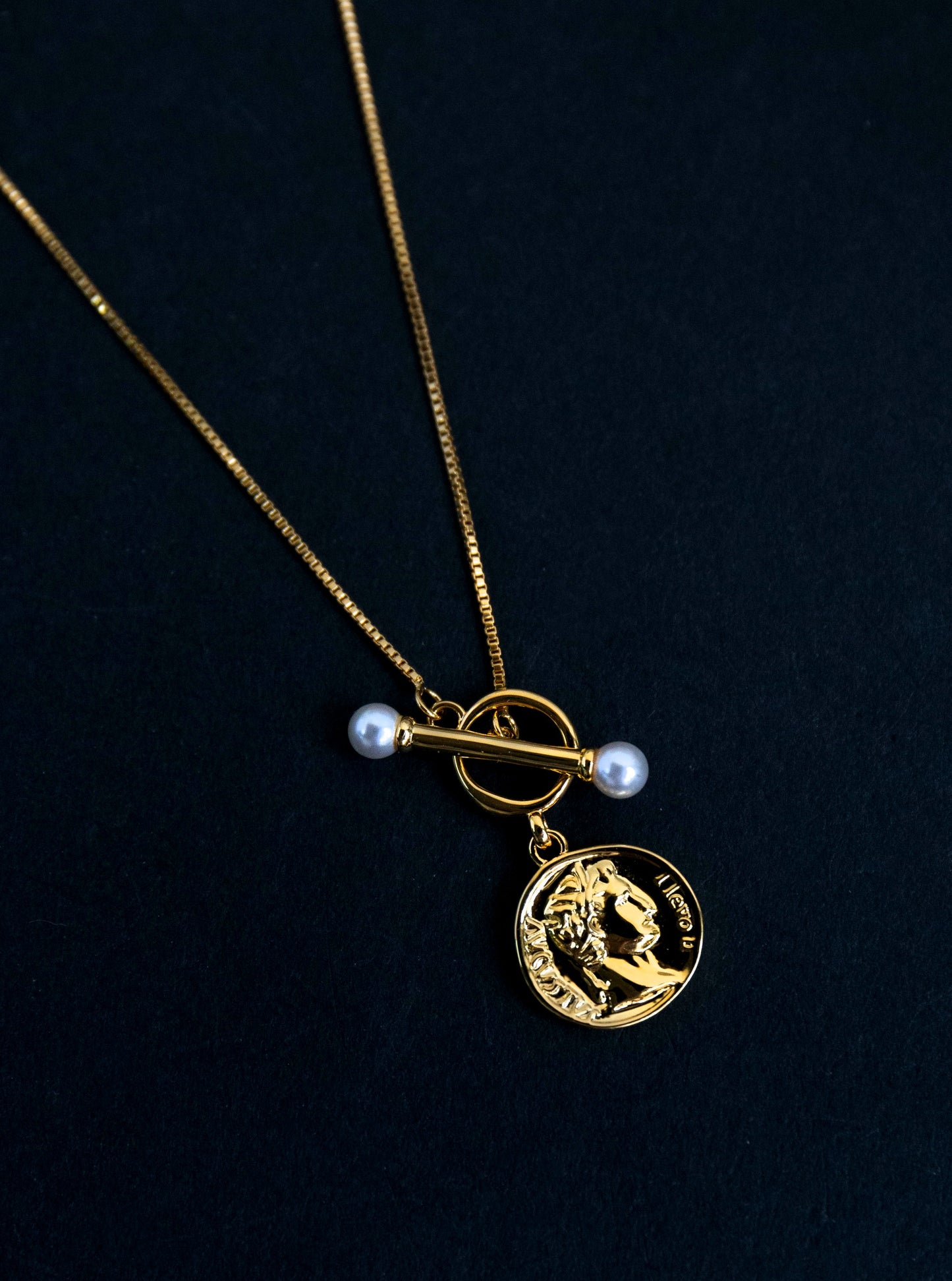 Ancient Coin and Pearl Necklace