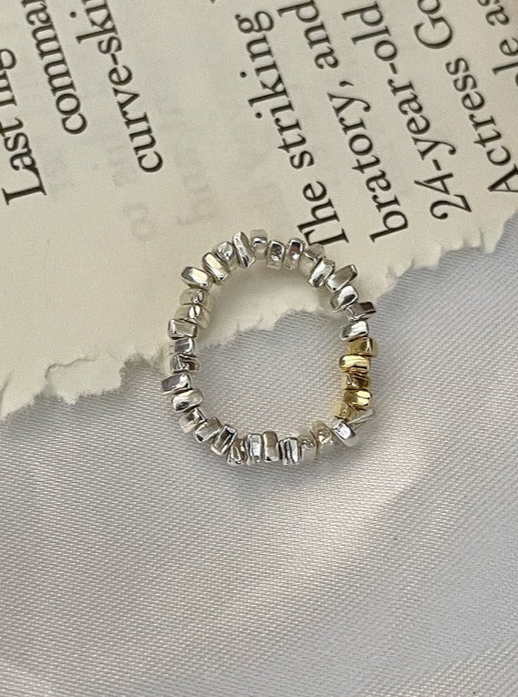 18K Irregular Cut Silver Ring