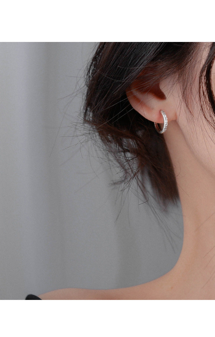 Small and Dainty Zircons Silver Hoops