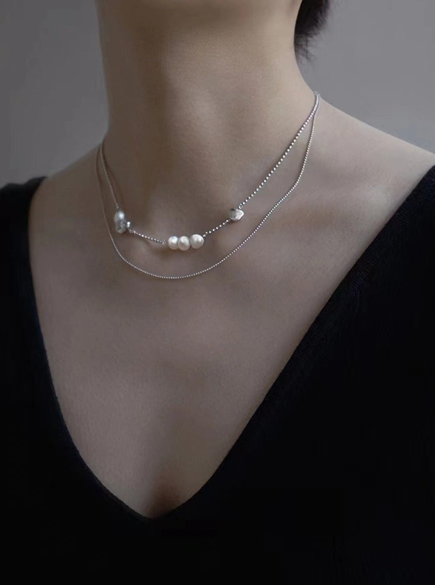 18K Gold Pearl Double-layer Necklace
