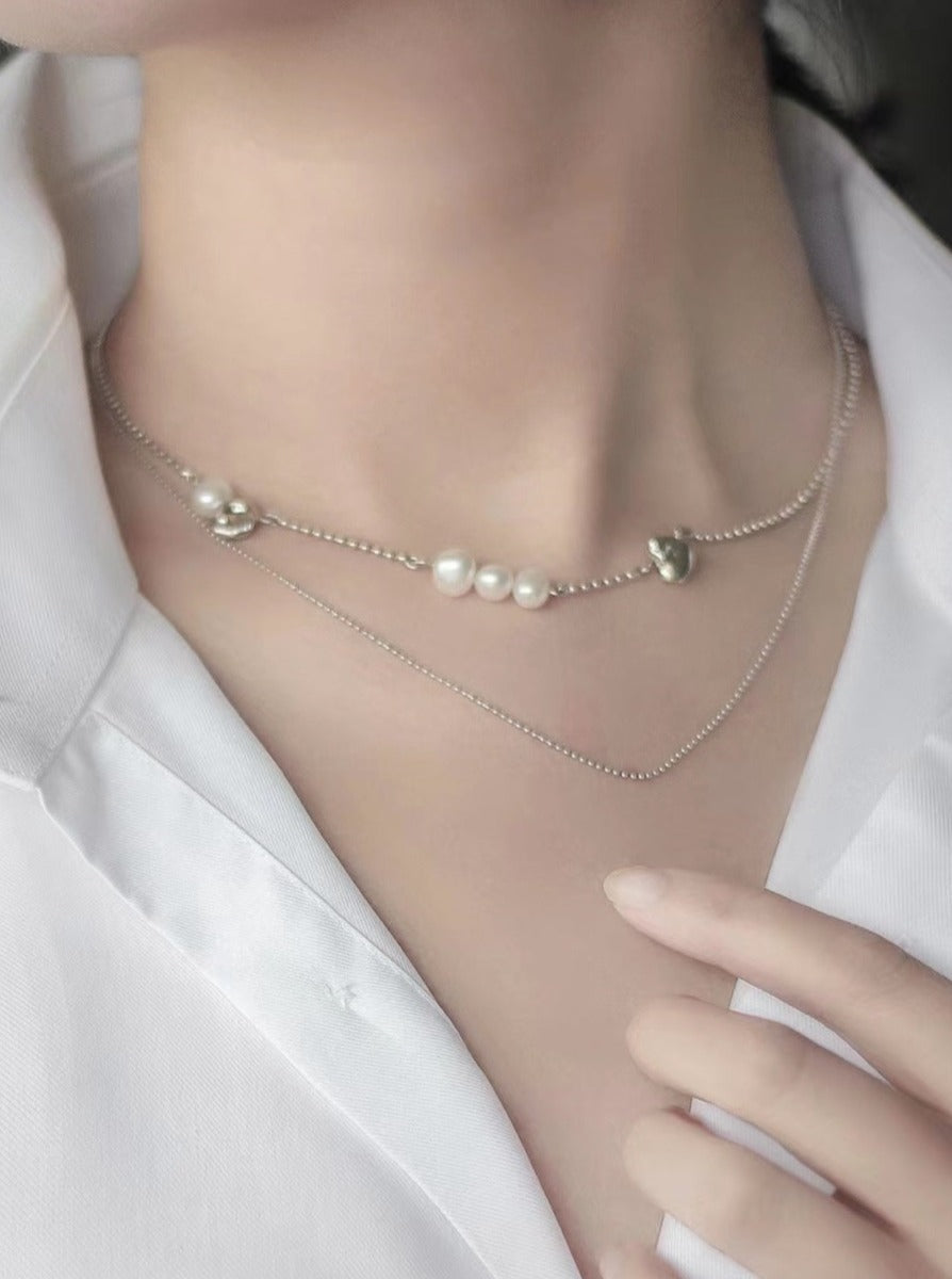 18K Gold Pearl Double-layer Necklace
